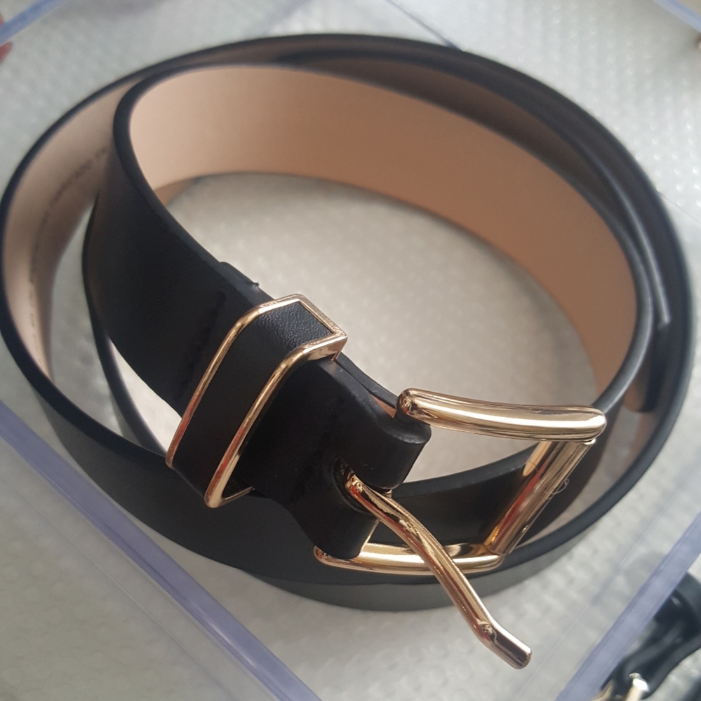 Donating soon...Black faux leather trouser belt
